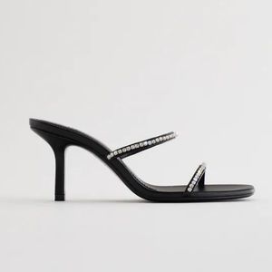 ZARA HEELED SANDALS WITH RHINESTONE STRAPS SZ 9